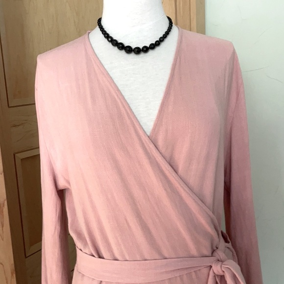 π¬π§ NWT House Of Lancry Blush Pink Long Wrap Linen Dress, Size L - Picture 7 of 16